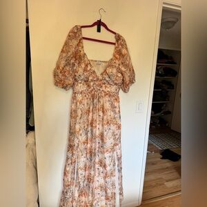 Worth Collective Daphne Maxi Dress Short Sleeve Smocked Bubble Size 2x Plus EUC